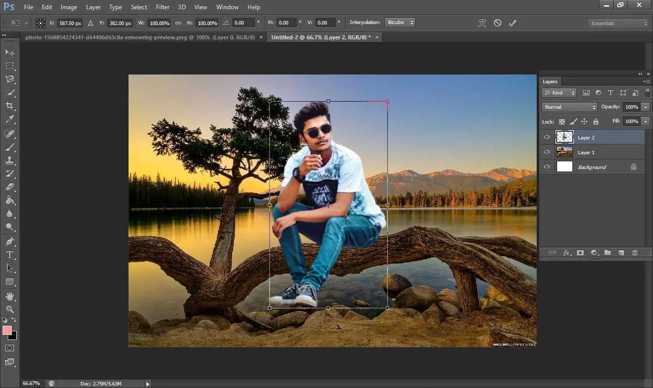 How to insert image in photoshop on top of the background? - aGuideHub