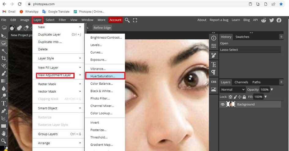 How to change eye color in photopea? - aGuideHub