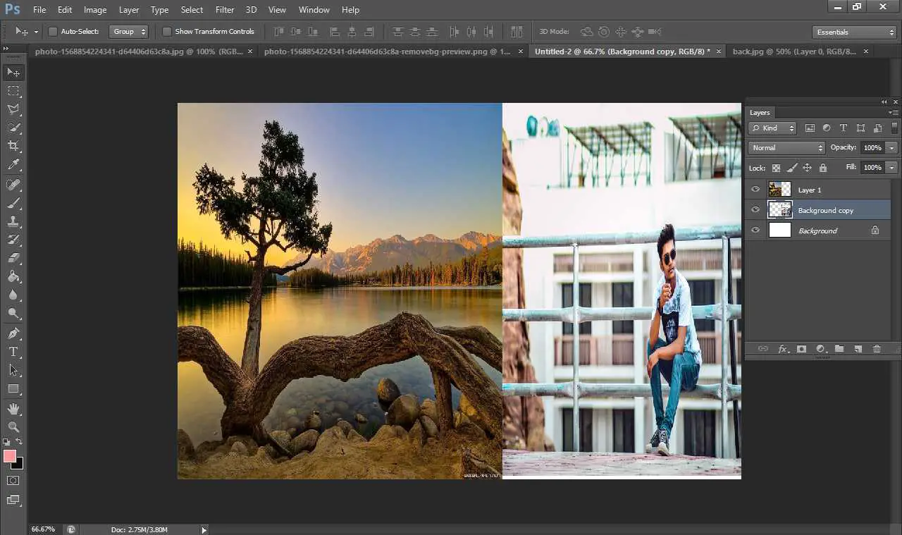 How to insert image in photoshop on top of the background? - aGuideHub