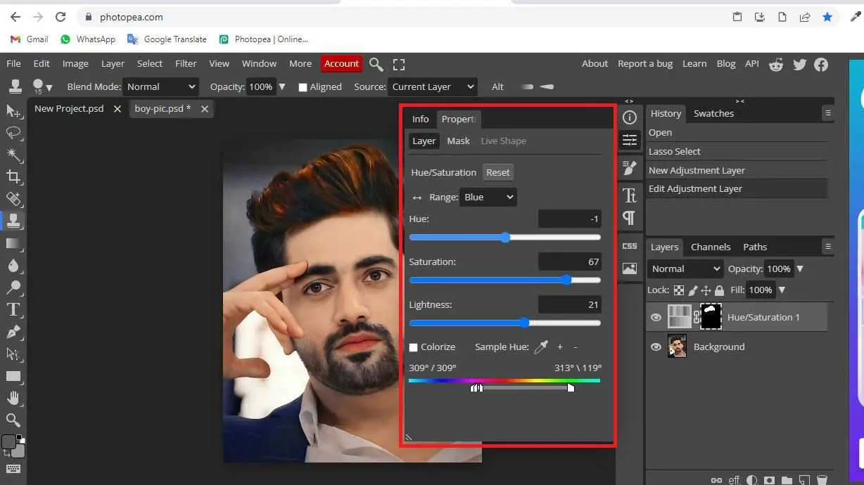 How to change hair color in photopea? - aGuideHub